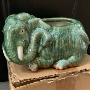 Ceramic elephant bamboo succulent planter